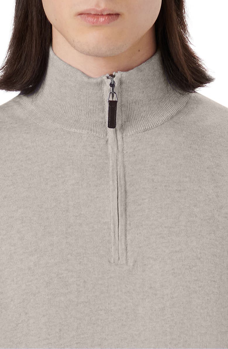 Bugatchi Cotton & Cashmere Quarter Zip Sweater, Alternate, color, Stone
