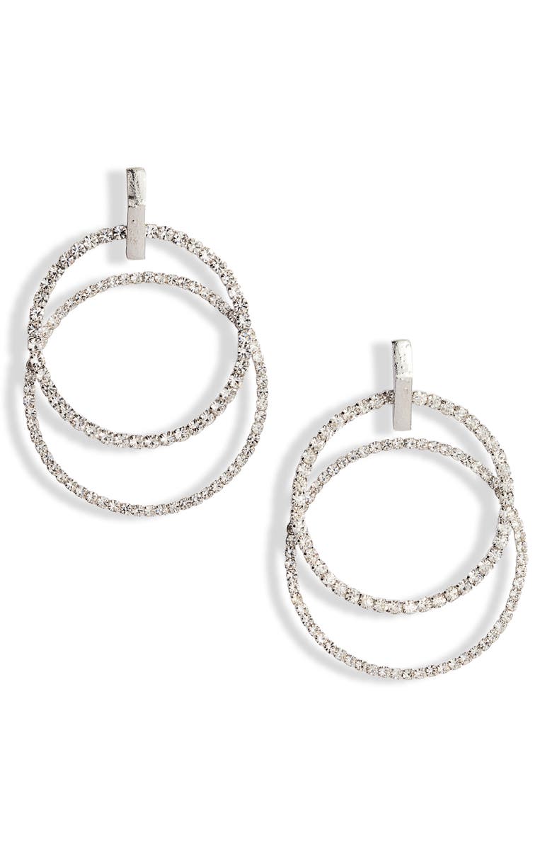 CRISTABELLE Double Crystal Hoop Earrings, Main, color, 