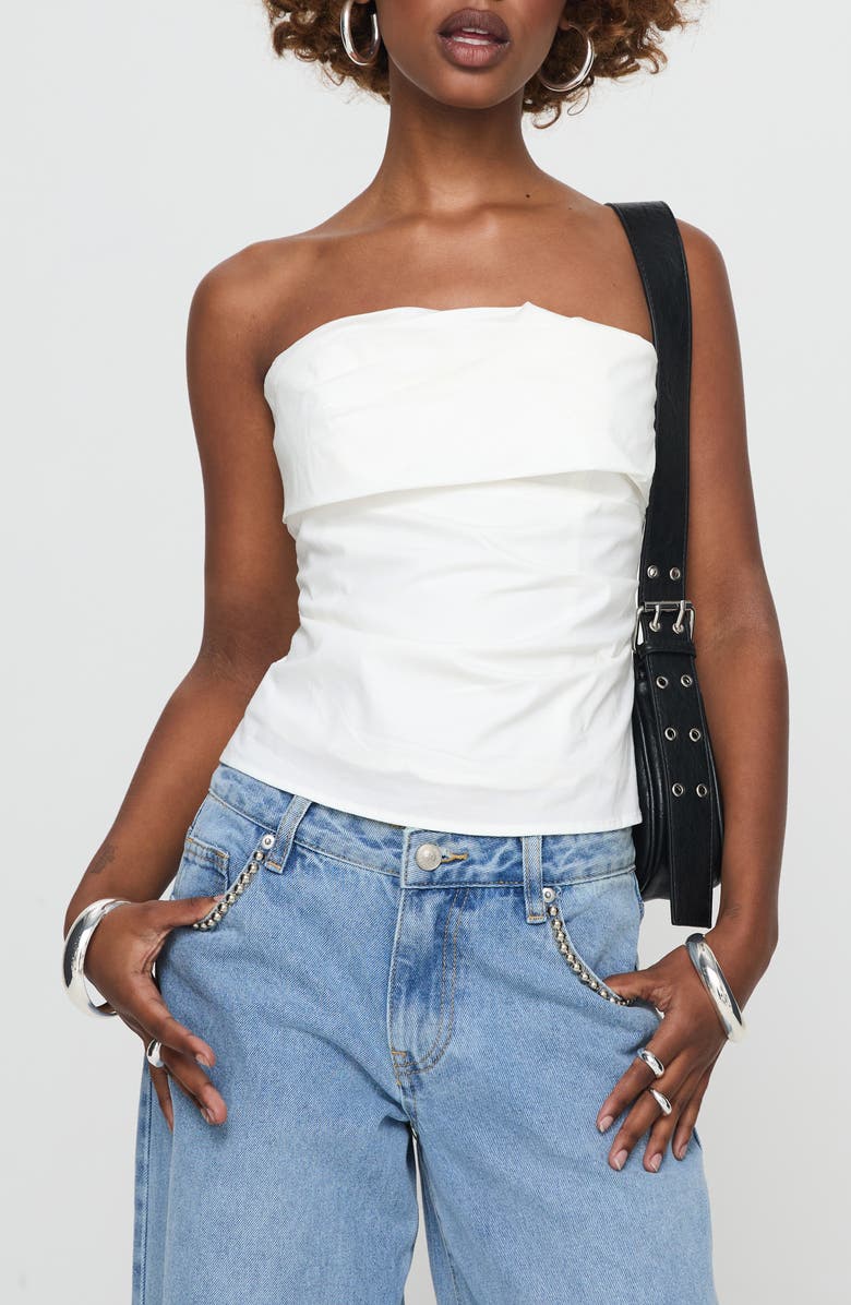 Princess Polly Xandria Foldover Strapless Cotton Top, Main, color, 