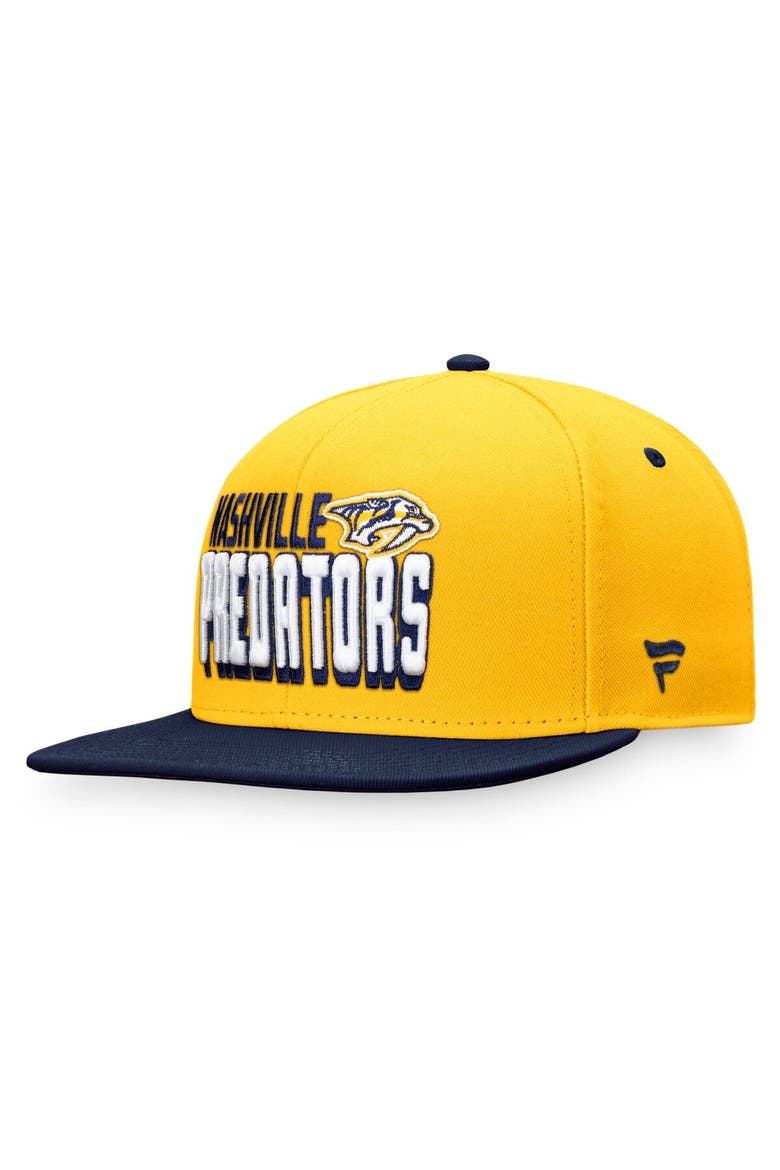 Men's Fanatics Branded Gold/Navy Nashville Predators Heritage Retro Two-Tone Snapback Hat, Alternate, color, Gold