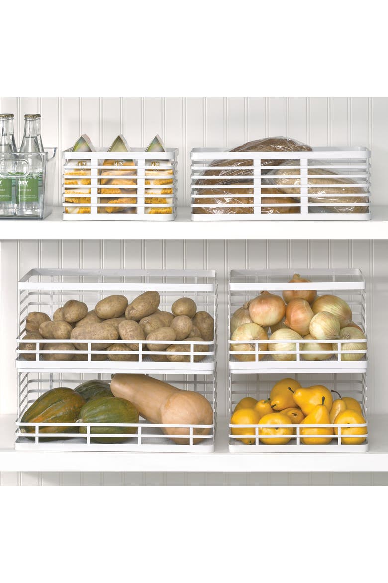 Metal Pantry Basket with Handles - Set of 2 - Matte White, Alternate, color, Matte White