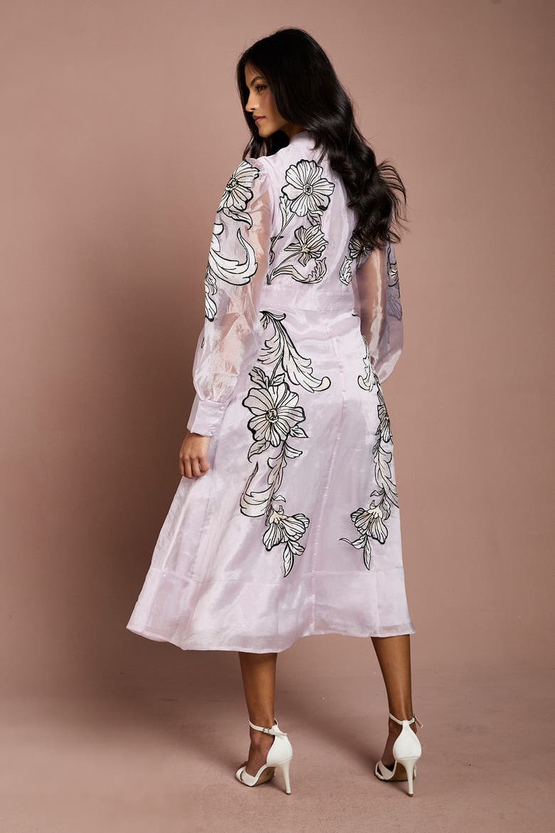 Petite Embroidered Midi Dress, Alternate, color, Blush