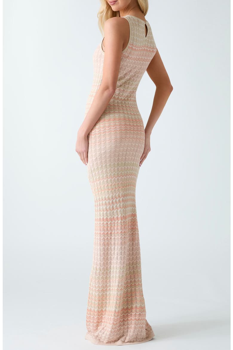 Rosalyn Metallic Sleeveless Knit Maxi Dress, Alternate, color, PEACH BEIGE/ VANILLA