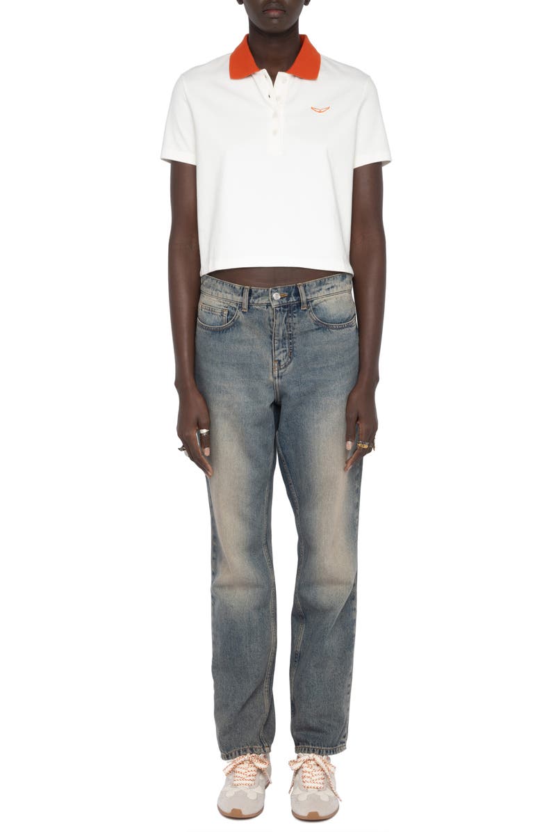 Zadig & Voltaire Mirta Crop Polo, Alternate, color, Cream