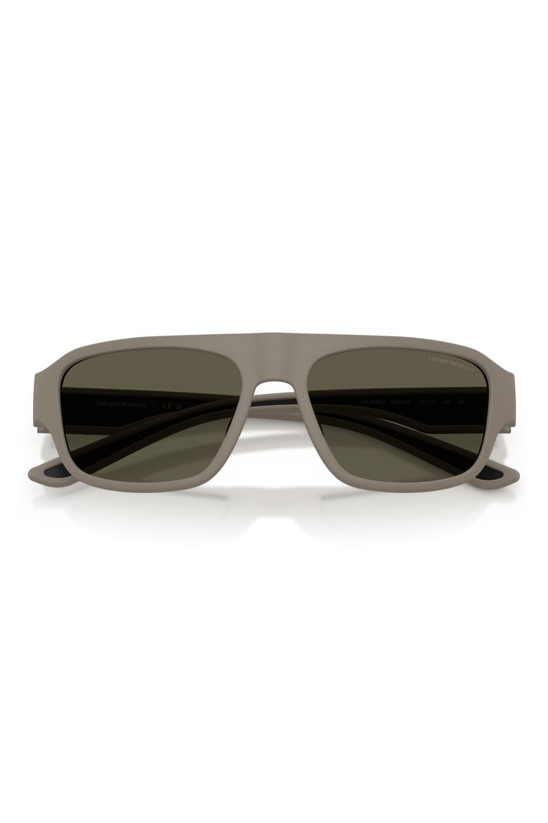 55mm Rectangle Sunglasses, Alternate, color, RUBBERIZED MATTE BROWN / GREY