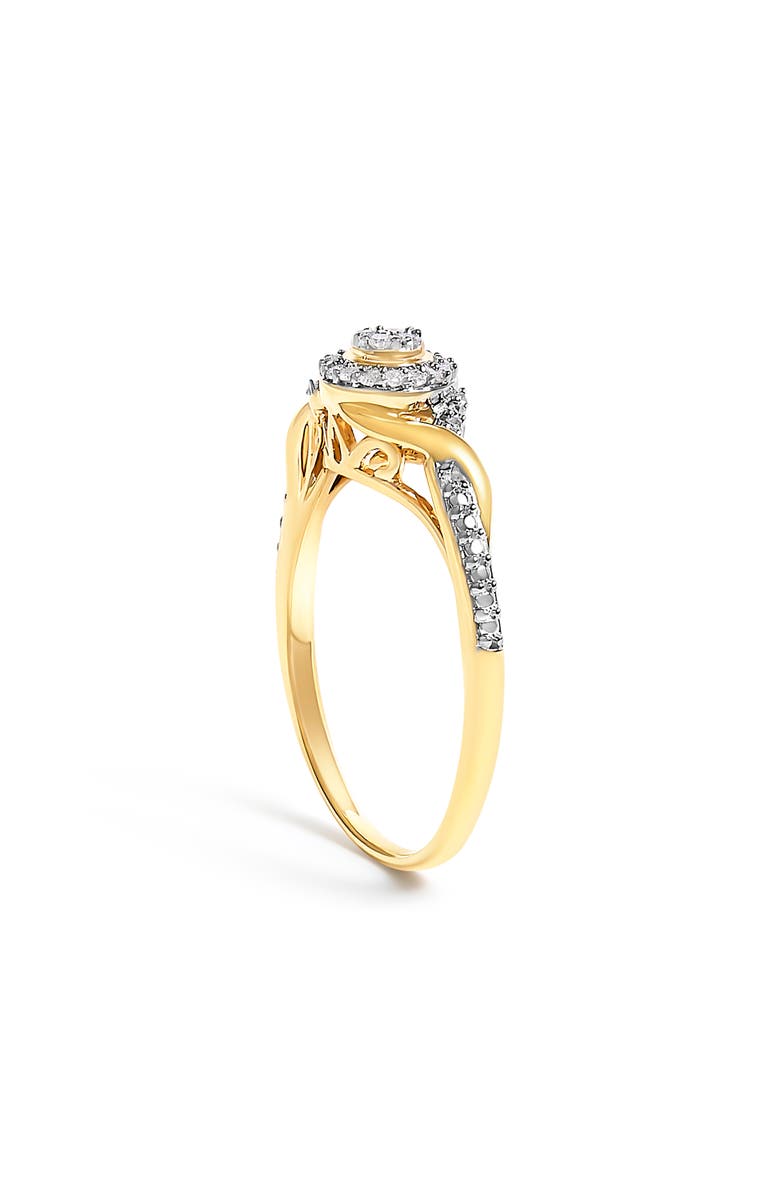 Haus of Brilliance 10K Yellow Gold 1/10 Cttw Diamond Swirl and Halo Promise Ring, Alternate, color, Yellow