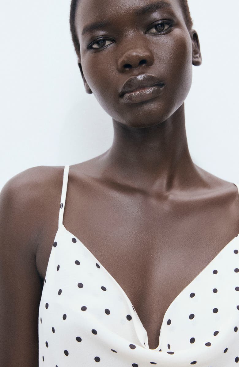 MANGO Kendal Print Cowl Neck Crepe Slipdress, Alternate, color, Off White