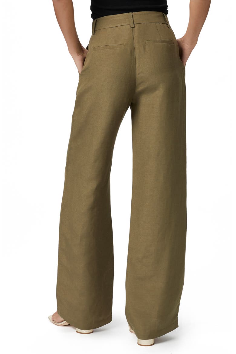 Dallas Pleated High Waist Wide Leg Linen Blend Trousers, Alternate, color, ARMY