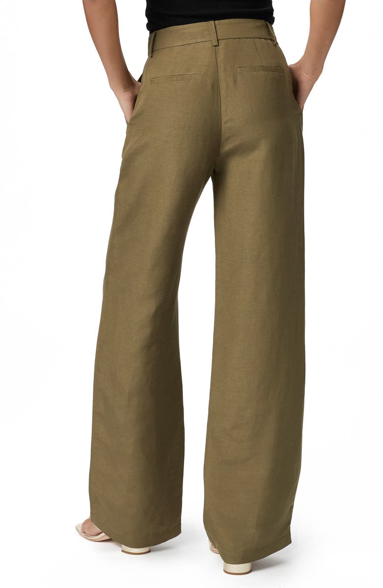 PAIGE Dallas Pleated High Waist Wide Leg Linen Blend Trousers, Alternate, color,