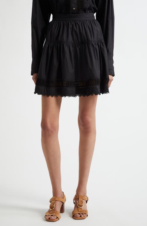 Ulla Johnson Ayla Tiered Cotton Skirt In Noir