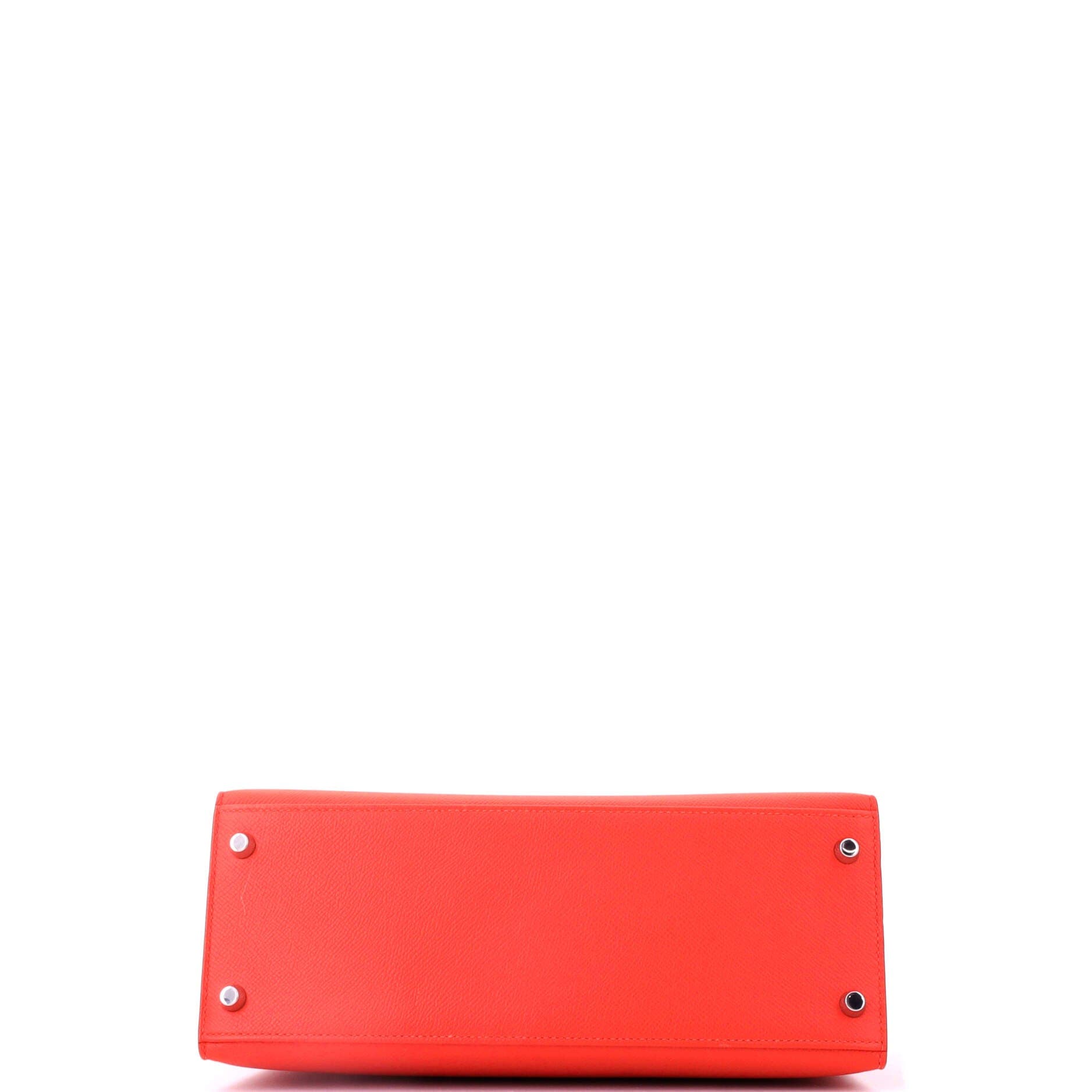 Pre-Owned Hermes Kelly Handbag Orange Epsom with Palladium Hardware 28, Alternate, color, Capucine