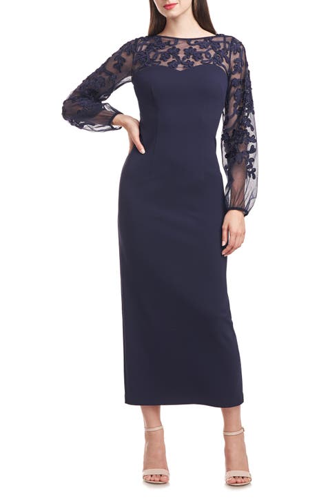 Illusion yoke soutache column gown best sale