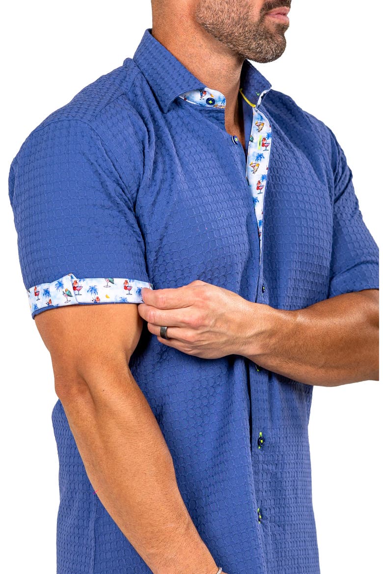 Galileo Marthy Short Sleeve Cotton Button-Up Shirt, Alternate, color, BLUE