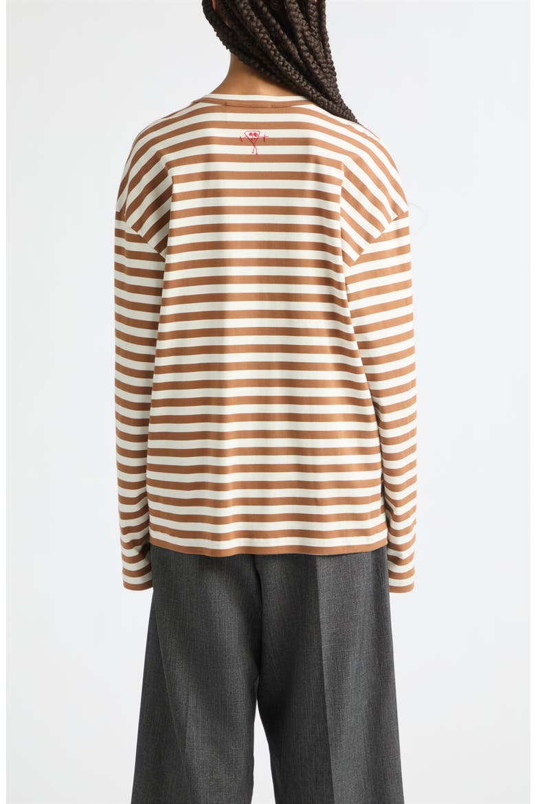 Striped Long Sleeve T-Shirt, Alternate, color, BROWN / CREAM STRIPE