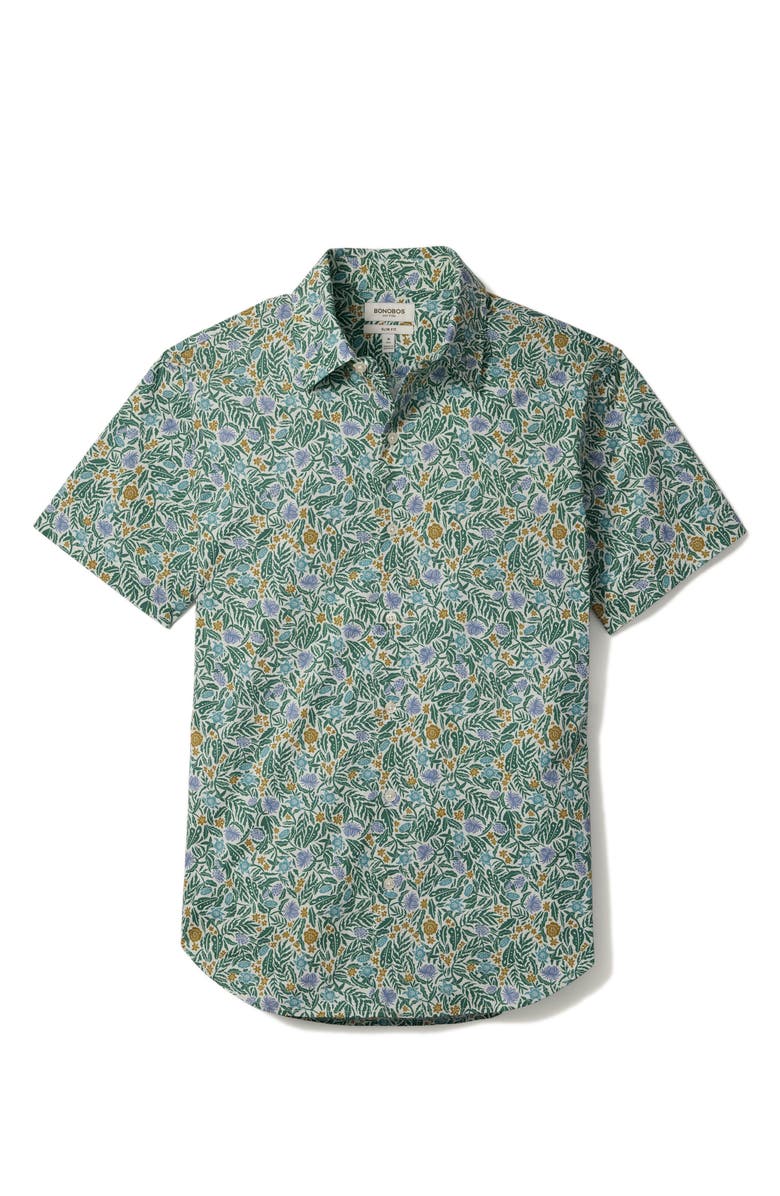 Bonobos Riviera Slim Fit Bouquet Print Short Sleeve Button-Up Shirt, Alternate, color, 