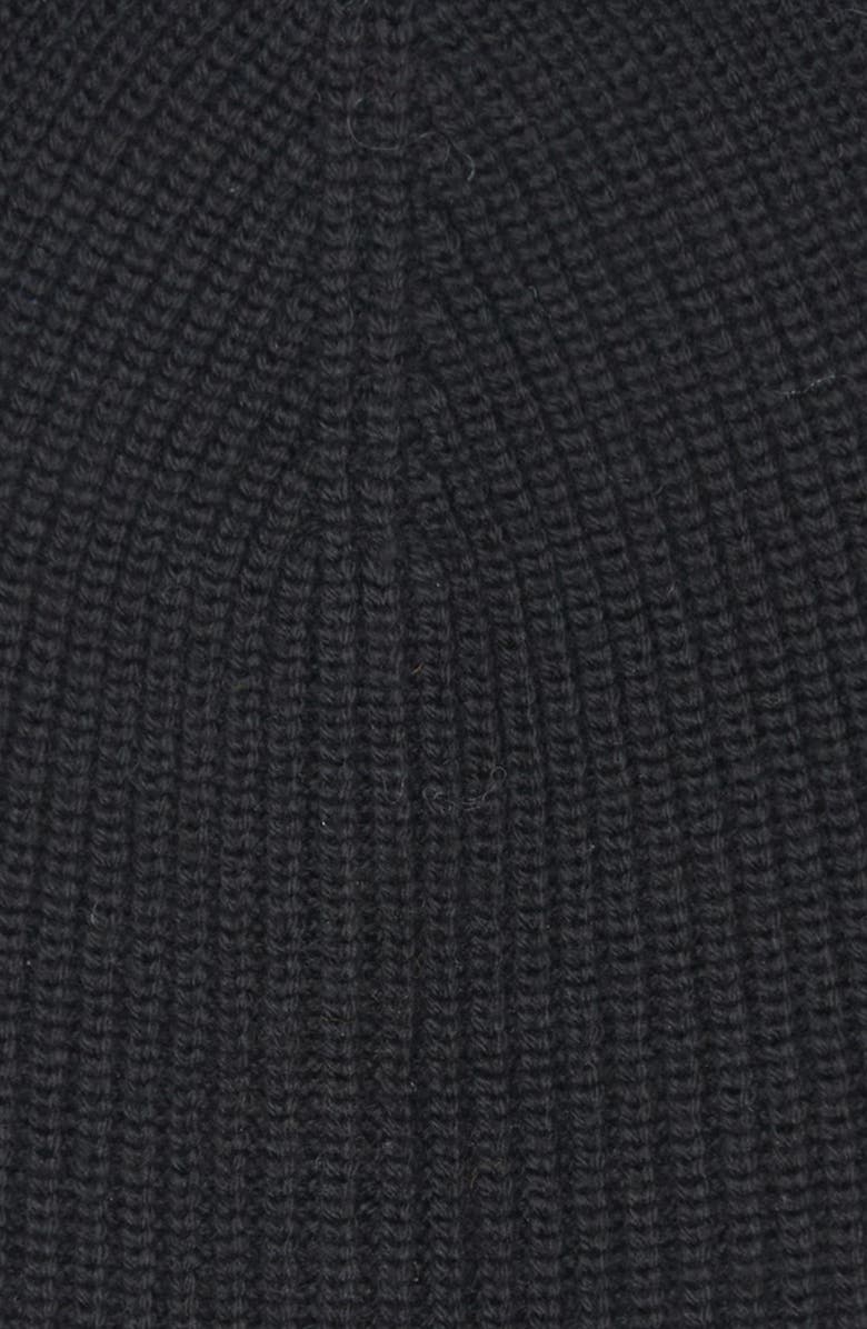 Moncler Logo Patch Virgin Wool Beanie, Alternate, color, Black