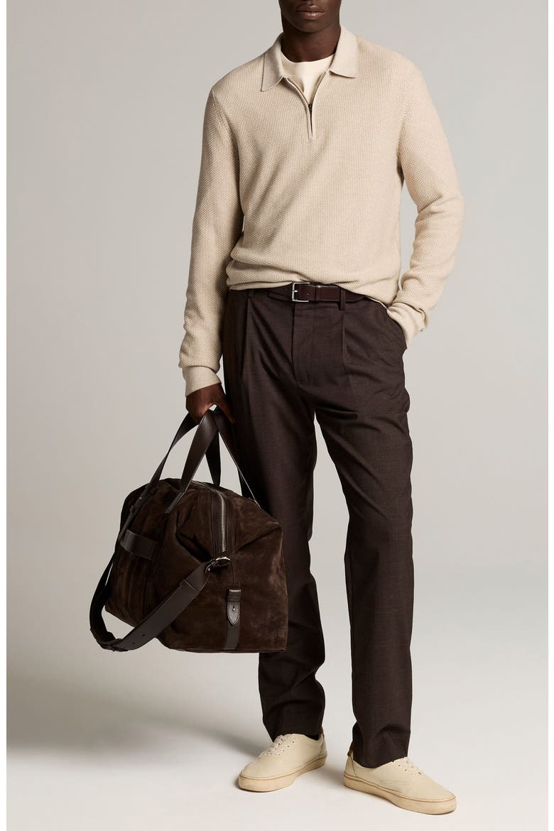 Geo Jacquard Quarter Zip Sweater, Alternate, color, BRITISH KHAKI/ CLASSIC