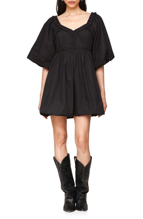 Puff Sleeve Bubble Hem Minidress