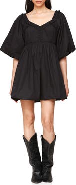 Avec Les Filles Puff Sleeve Bubble Hem Minidress