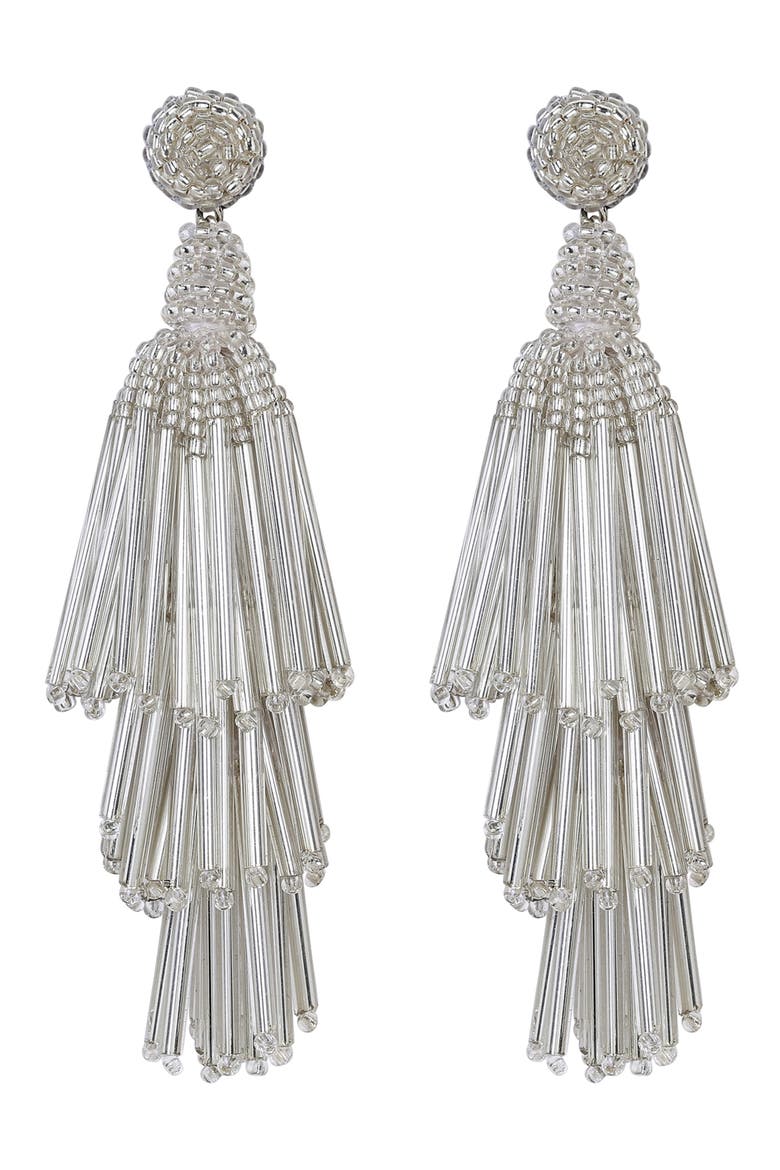 Rain Tassel Earrings, Main, color, SILVER