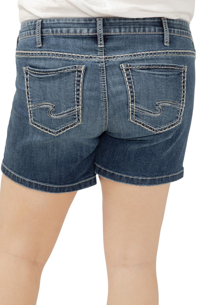 Silver Jeans Co. Elyse Curvy Mid Rise Denim Shorts, Alternate, color, Indigo