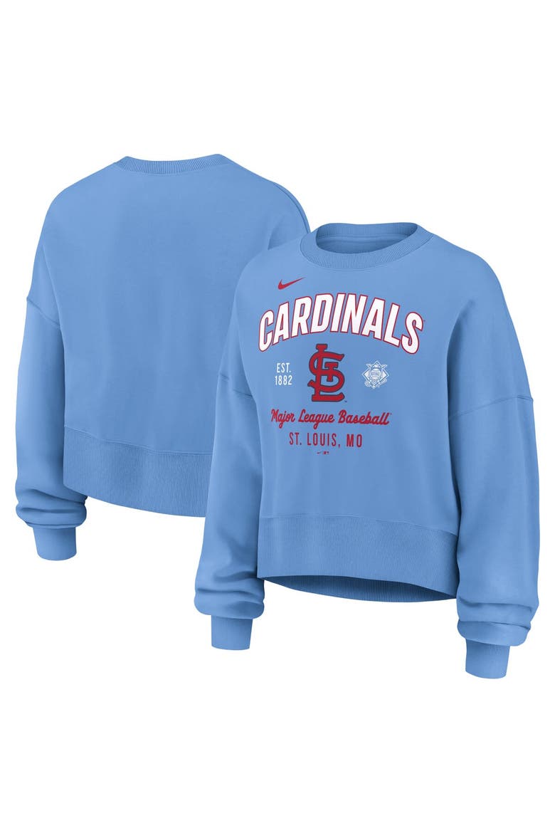 Women's Nike Light Blue St. Louis Cardinals Oversized High Hip Pullover Sweatshirt, Alternate, color, Light Blue