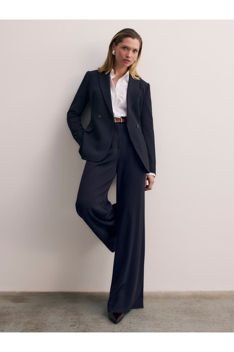 Double-Breasted Tailored Blazer, Alternate, color, Navy