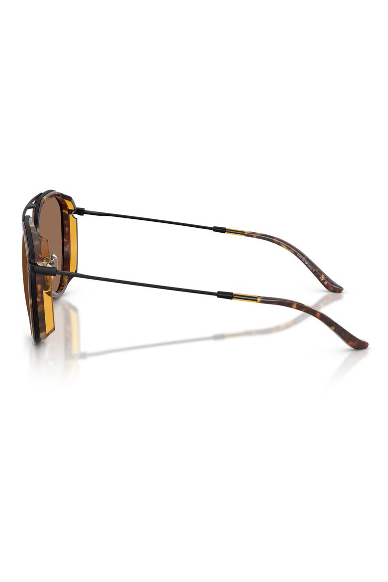 56mm Pilot Sunglasses, Alternate, color, MATTE BLACK / DARK BROWN