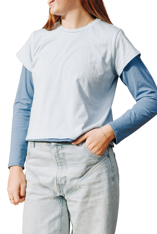 Yellowberry Breeze Cotton Short Sleeve T-shirt In Raindrop