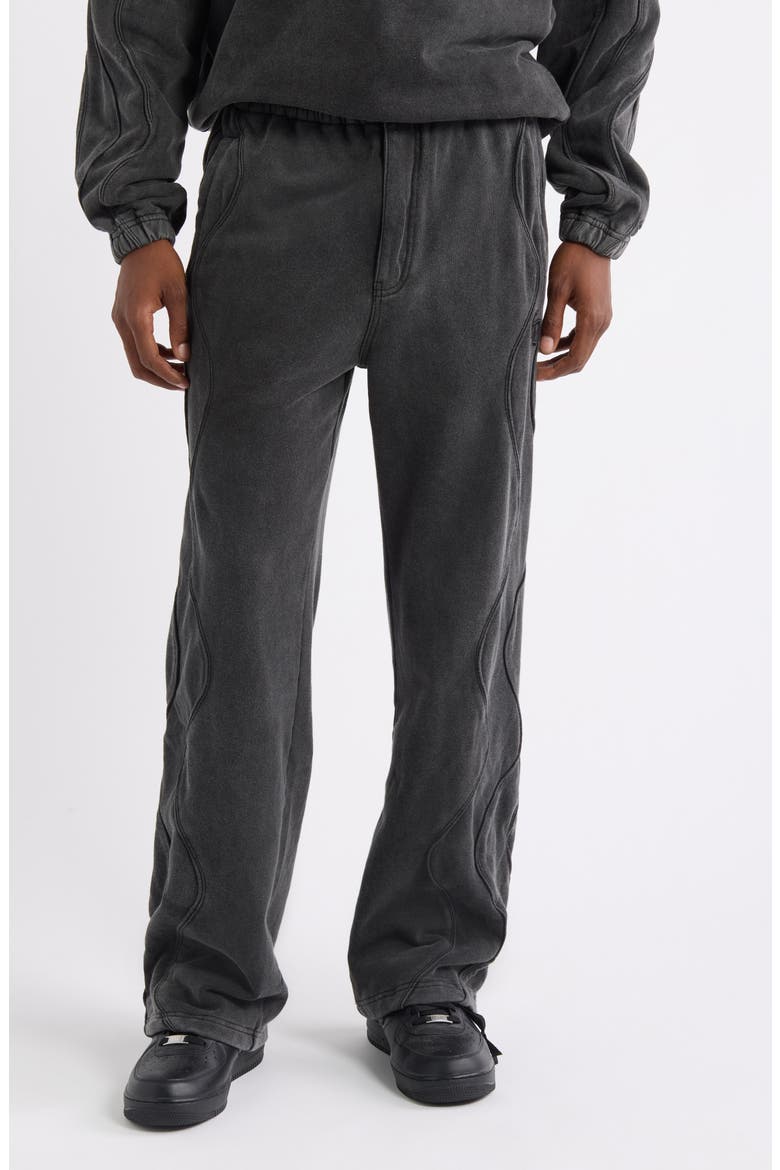 Wavy Seam Training Pants, Main, color, WASHED BLACK