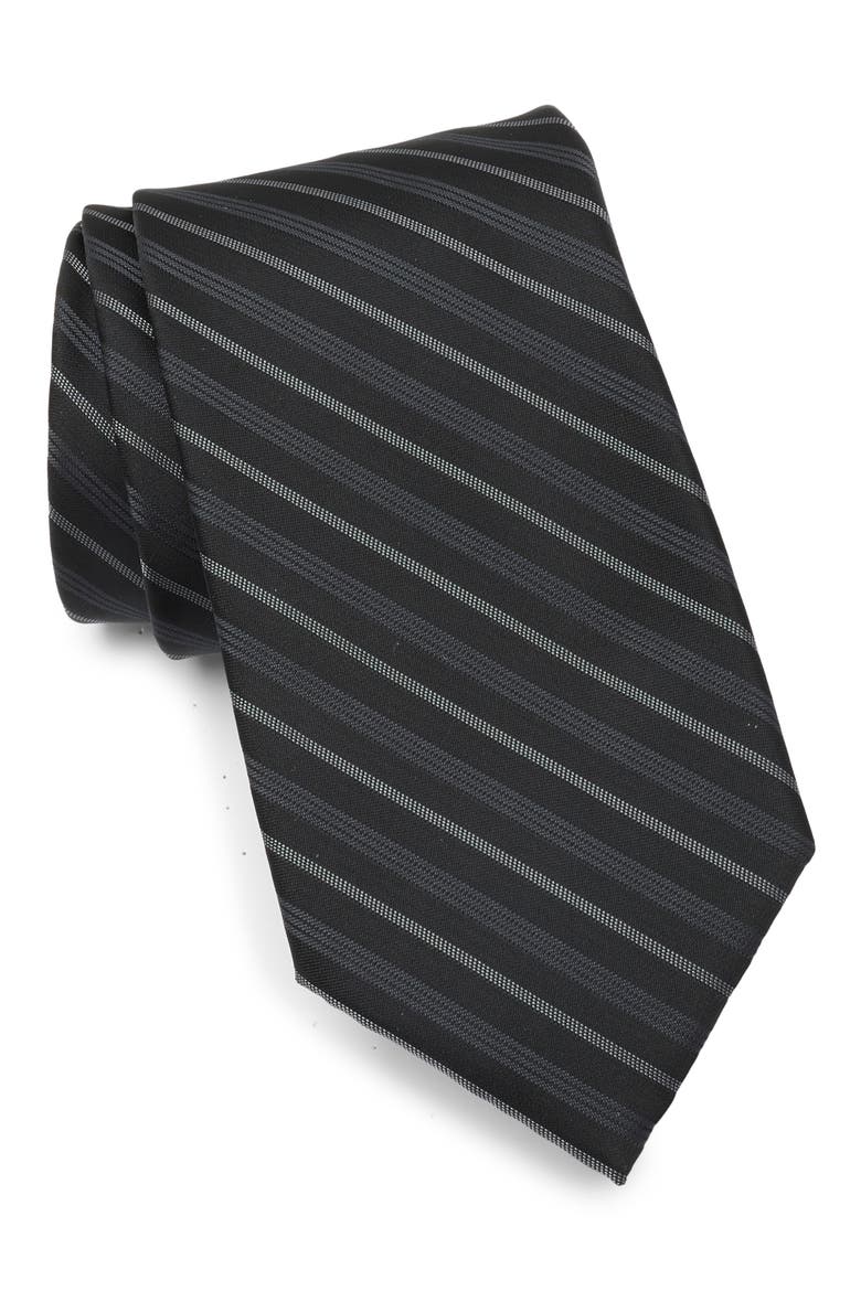 Edmund Stripe Tie, Main, color, BLACK