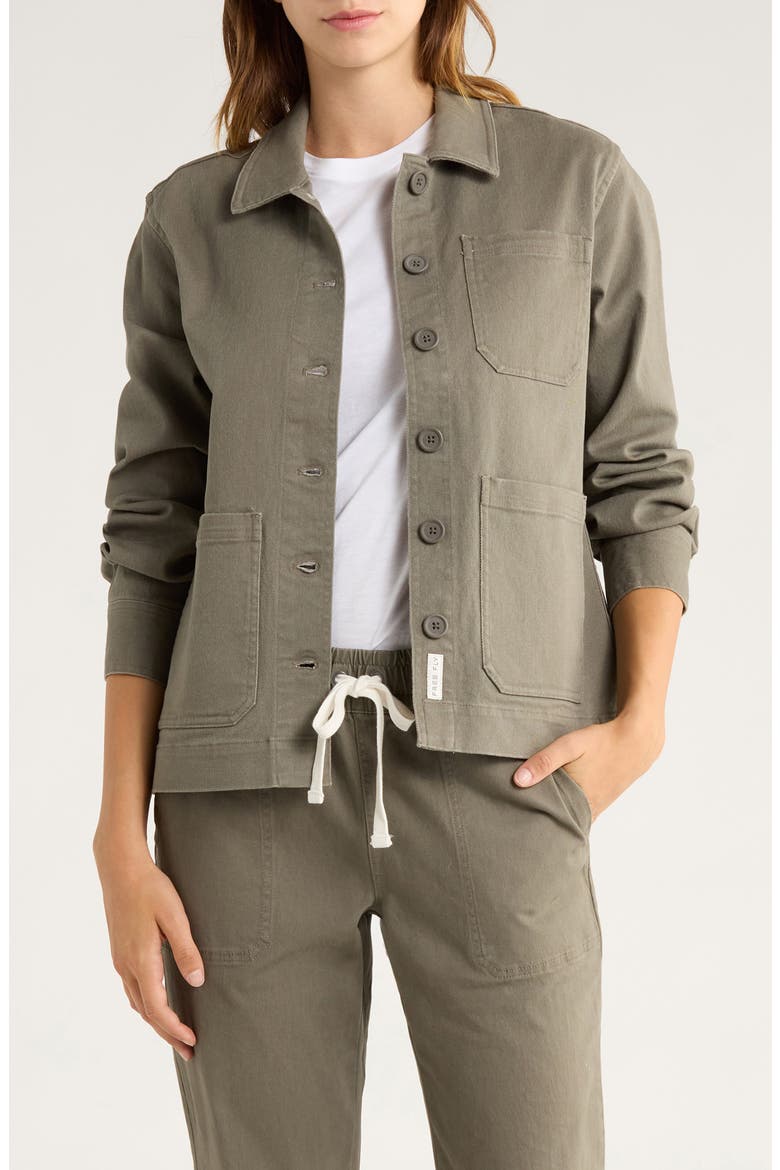 Folly Stretch Cotton Twill Chore Coat, Main, color, SMOKEY OLIVE