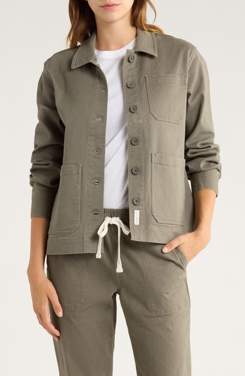 Free Fly Folly Stretch Cotton Twill Chore Coat In Green
