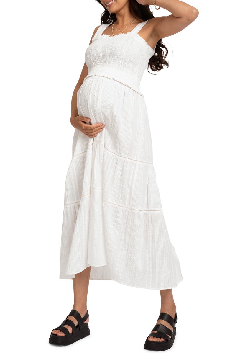 Seraphine Cotton Crop Maternity Cami & Maxi Skirt Set, Alternate, color, 