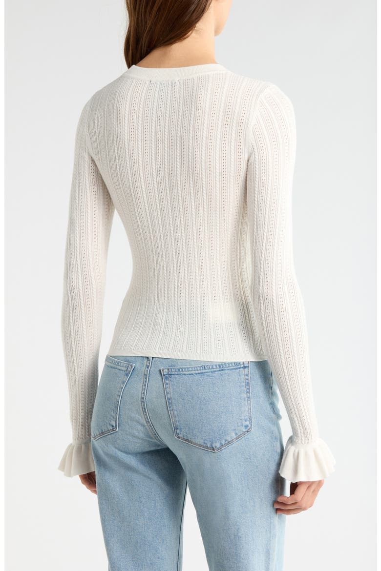 Ophelia Pointelle Stitch Organic Cotton & Silk Blend Sweater, Alternate, color, IVORY