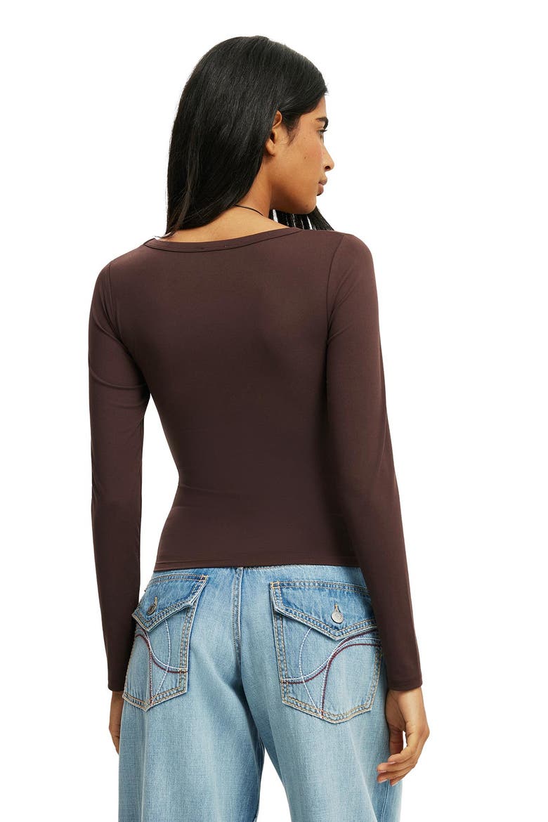 Women's Hold Me V Neck Long Sleeve, Alternate, color, Dark Oak