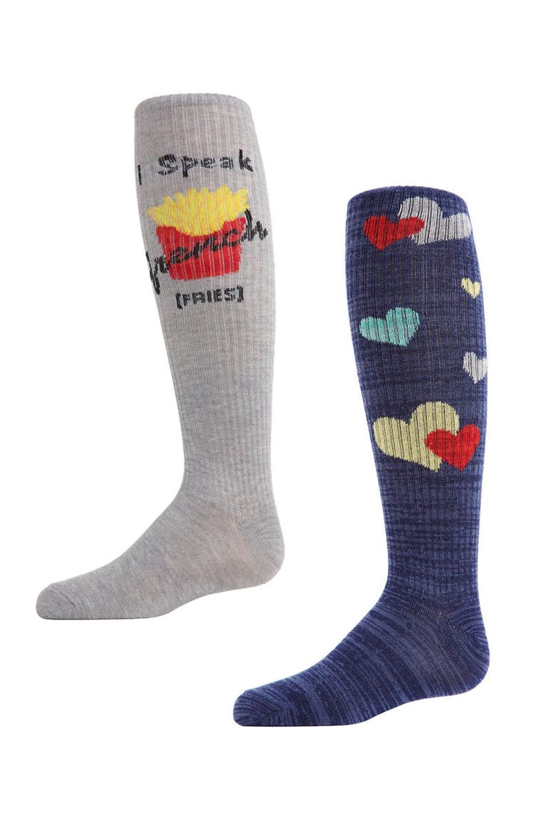2 Pair Pack I Speak French Fries Knee High Socks, Main, color, Assorted