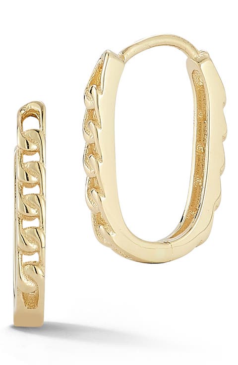 Curb Link Huggie Hoop Earrings