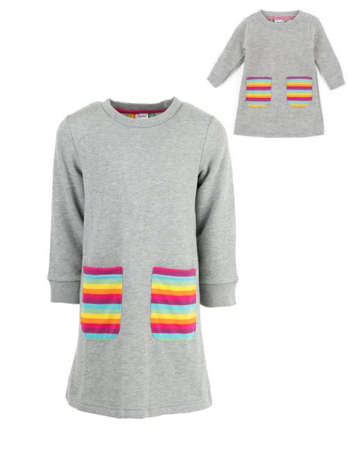 Leveret Girls Sweatshirt Dress With Matching Doll Dress In Gray