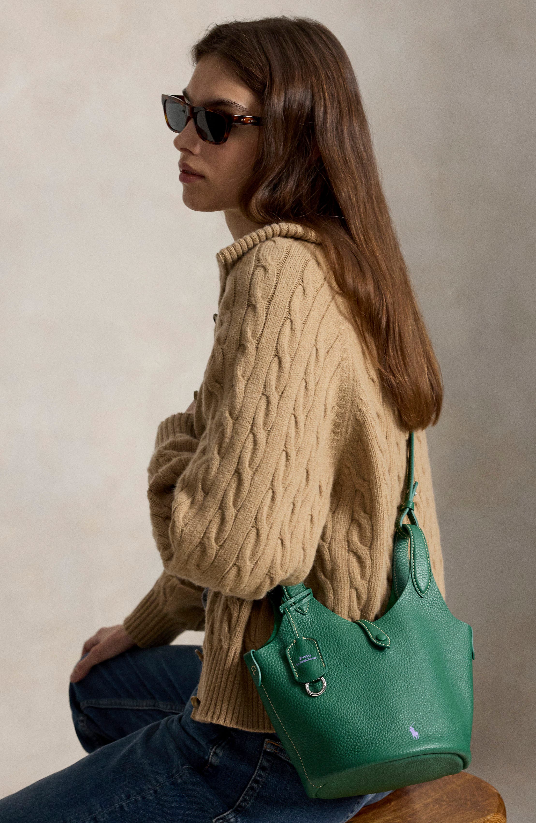 Small Polo Play Pebble Leather Crossbody Tote, Alternate, color, JUNIPER