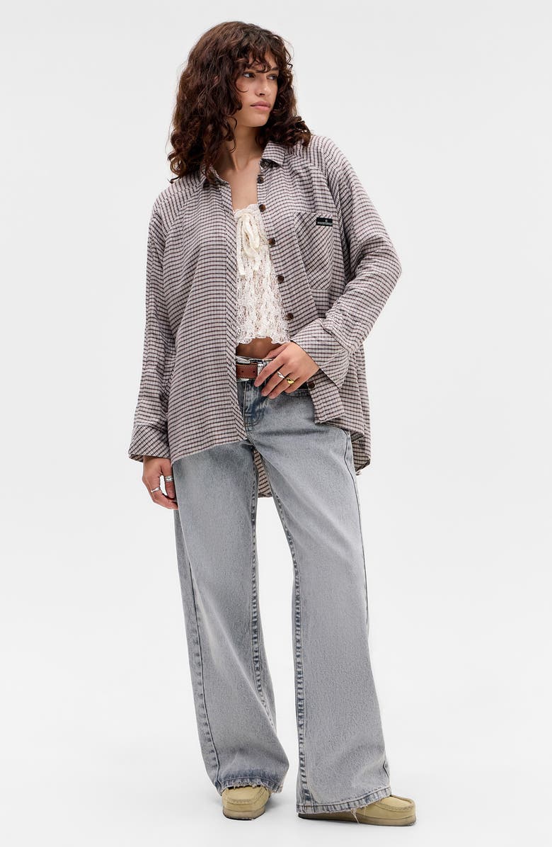 BDG Urban Outfitters Brendan Check Oversize Button-Up Shirt, Alternate, color, Beige Check