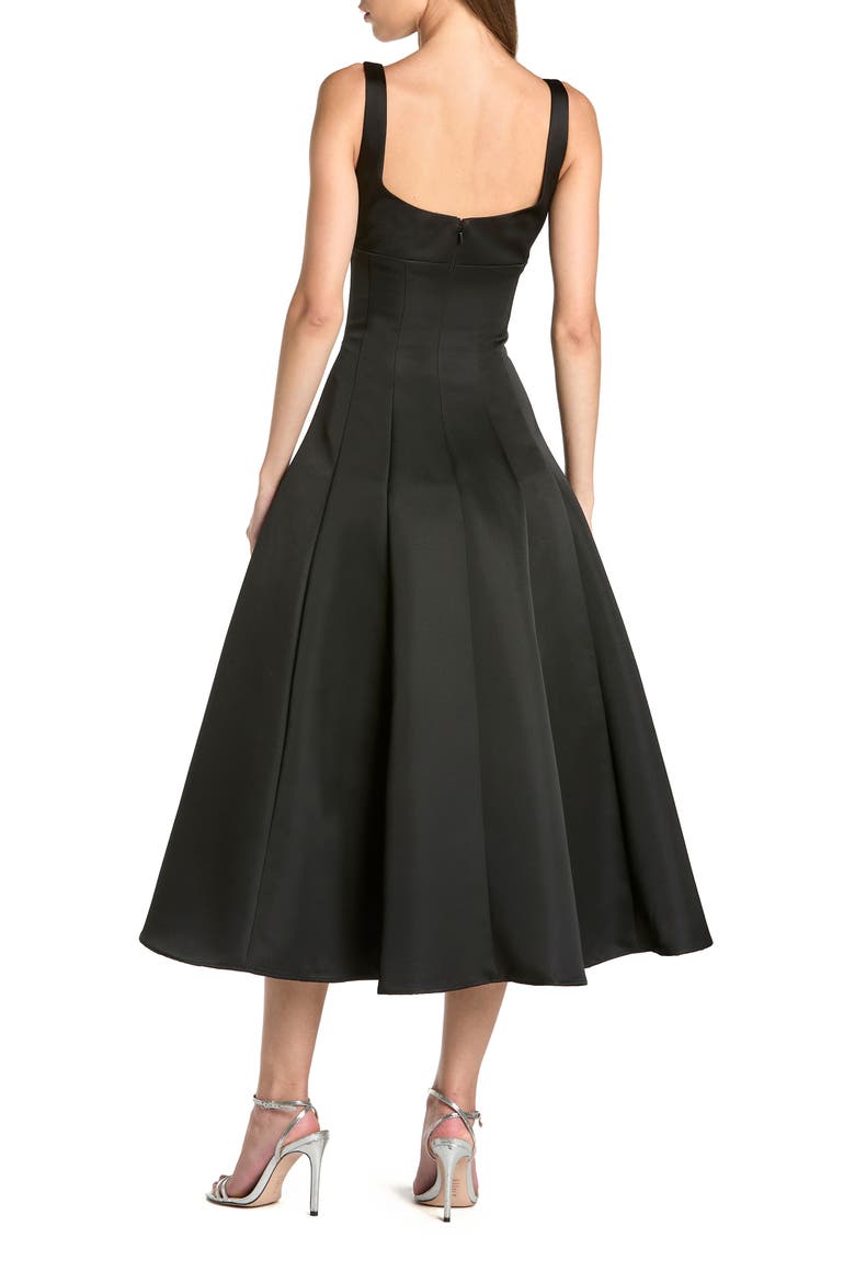 A-Line Midi Dress With Embellished Flower, Alternate, color, Black Gold