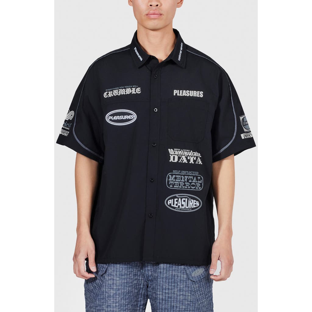Pleasures Terror Oversize Short Sleeve Button-up Shirt In Black
