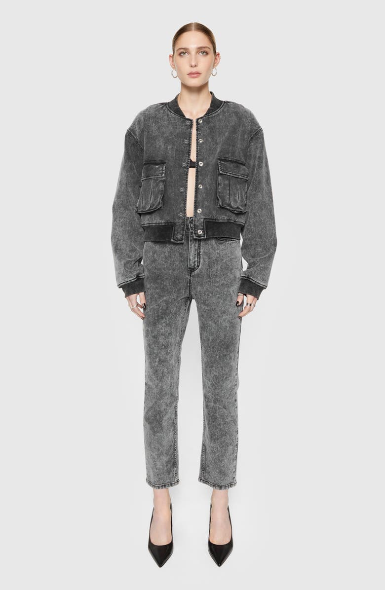 Rebecca Minkoff Lucy High Waist Straight Leg Ankle Jeans, Alternate, color, Gray Acid Wash