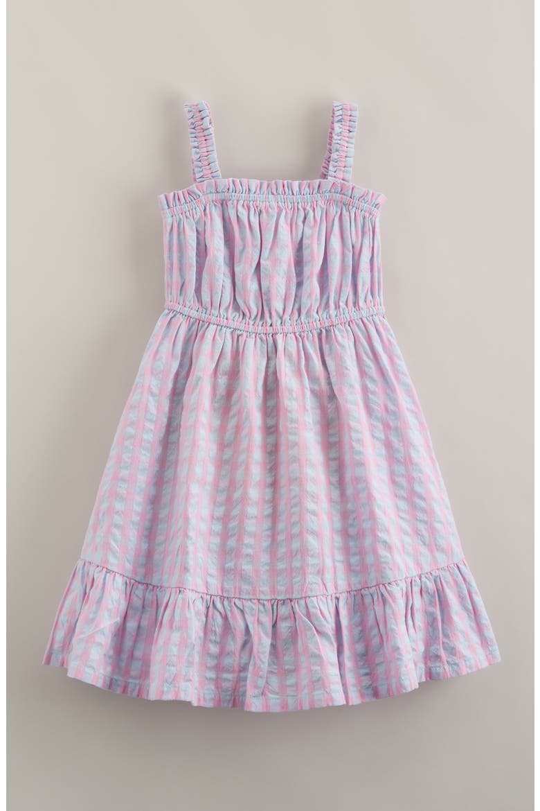 Kids' Ruffle Seersucker Sundress, Main, color, BLUE DELICATE COLETTE CHECK