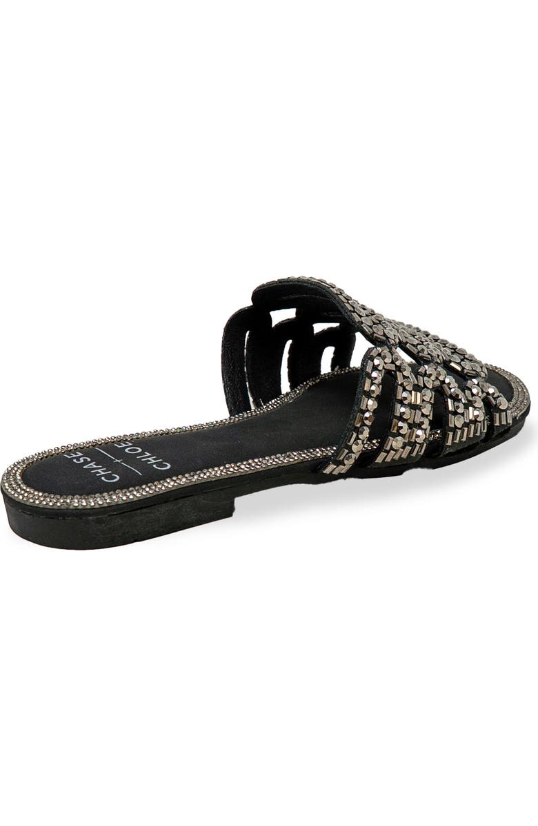 CHASE AND CHLOE Rhinestone Embellished Slide Sandal, Alternate, color, Black Pu
