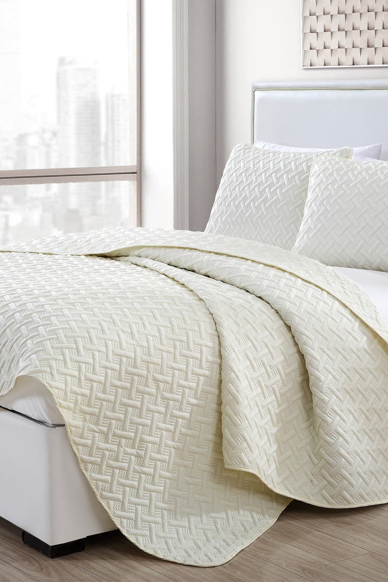 Full/Queen Nina Embossed Quilt - Ivory, Main, color, IVORY