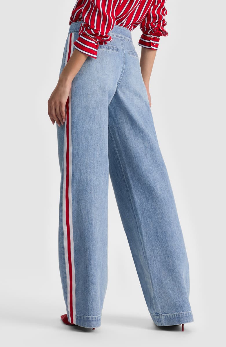 Alice + Olivia Xnder Racing Stripe High Waist Wide Leg Jeans, Alternate, color, Edie Wash Off White Chili Pepp