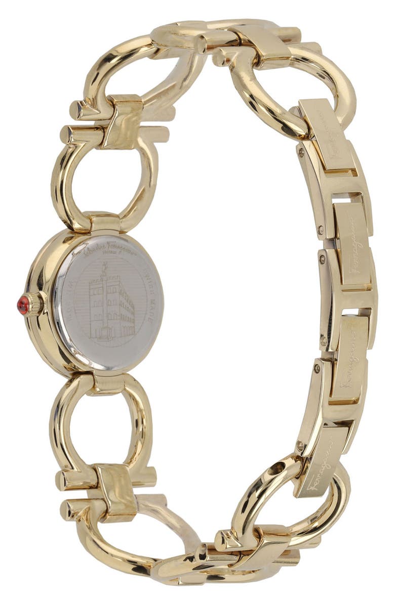 FERRAGAMO Double Gancini Bracelet Watch, 22.5mm, Alternate, color, Yellow Gold/White