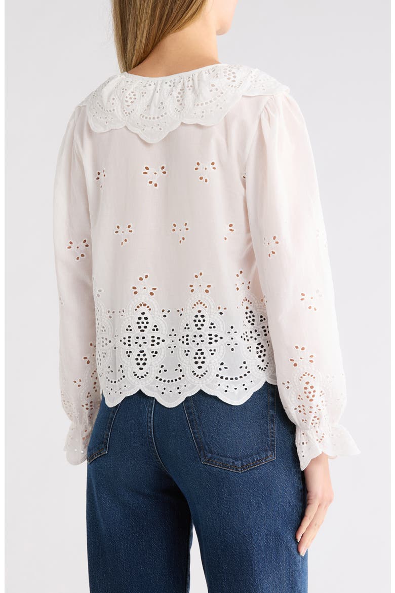 Eyelet Tie Front Cotton Top, Alternate, color, WHITE